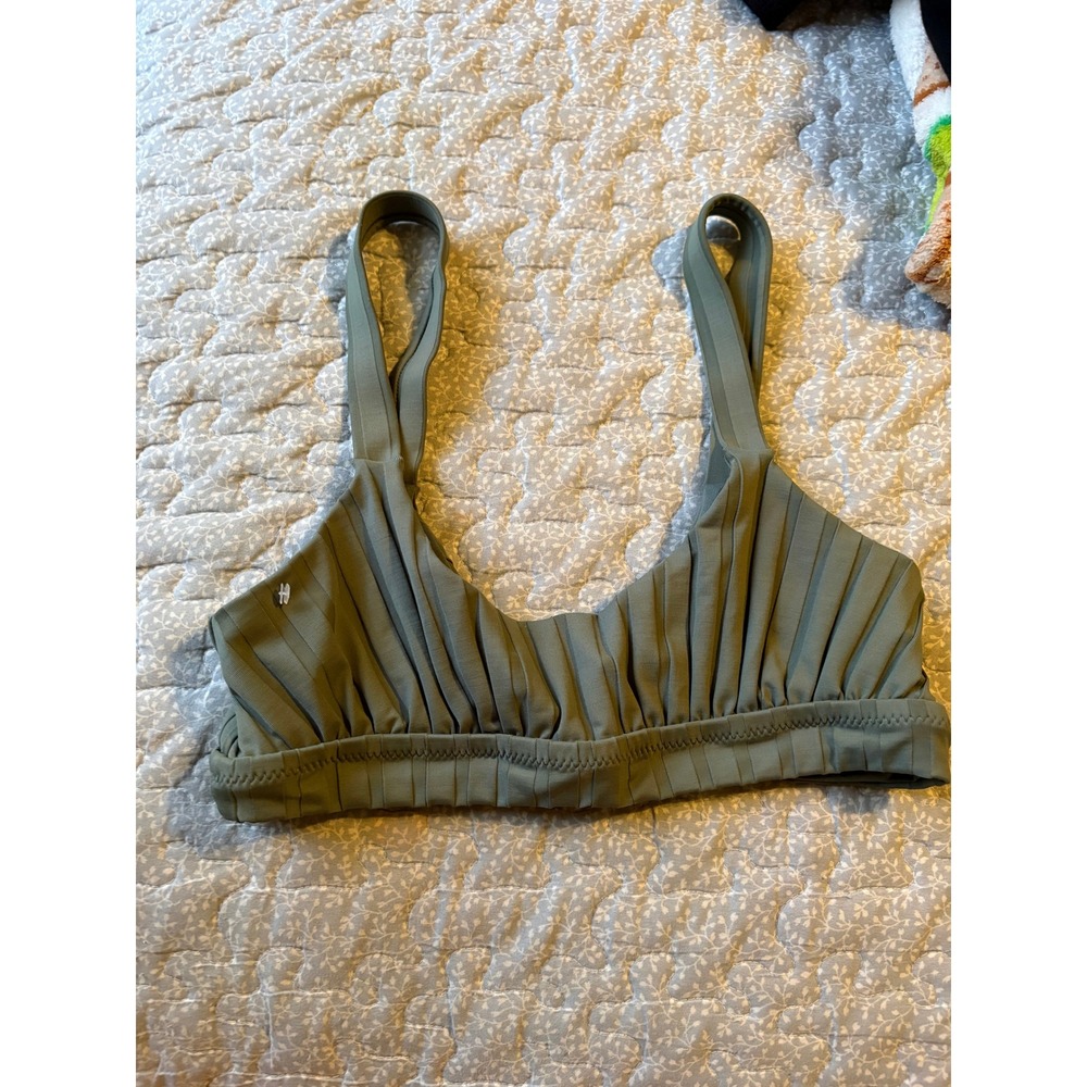 Vitamin A Bikini Top Women Small‎ Green Excellent Pleated Bralette Swimwear